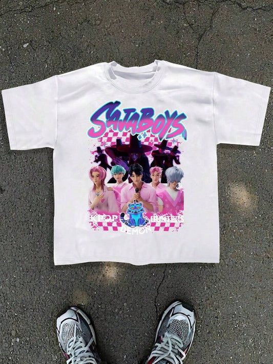 2025 Kids K-POP Demon Hunters T-Shirt – Breathable 180g Short Sleeve Top, All-Season Casual Tee for Boys & Girls