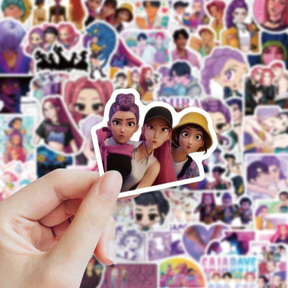 75pcs Witch Hunter Girls & Demon Boys Graffiti Stickers – Faith-Based Positive Message Decals for Laptop, Diary & Water Bottle
