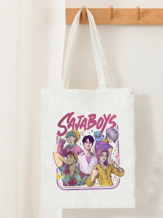 Saja K-pop Demon Inspired Tote Bag – Movie Pattern Shoulder Bag for Travel, Shopping & Daily Use