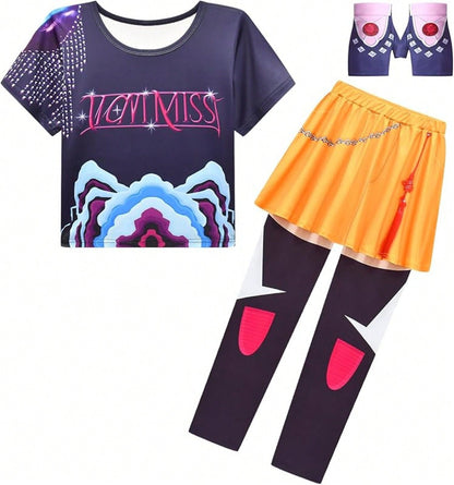 KPOP DEMON HUNTERS Girl’s Singer Costume – Halloween Cosplay & Stage Outfit for Kids 4–14 Years...