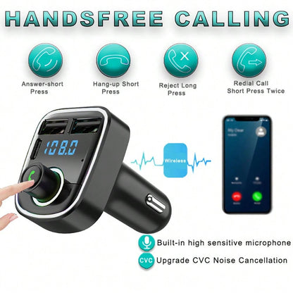 Olaf Car FM Transmitter Bluetooth 5.3 – Handsfree Car Kit, MP3 Player, Dual USB Fast Charger