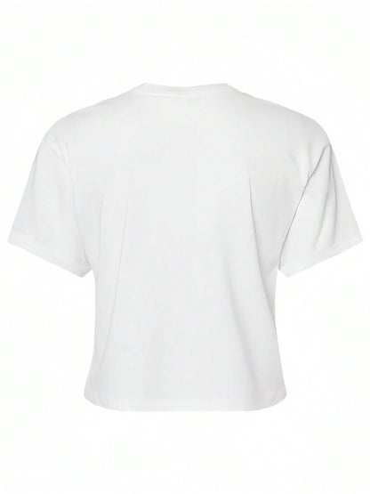 Jinu Sajaboys Women’s Cropped Short Sleeve Tee – Soft Cotton, Black & White, Regular Fit