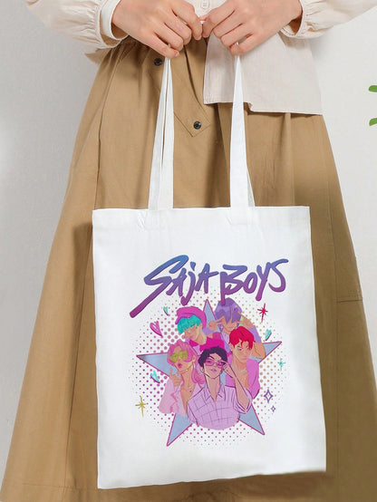 K-pop Saja Pattern Tote Bag – Shoulder Bag for Travel, Shopping & Daily Commute, Foldable Gift Idea