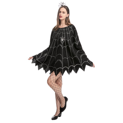 Spider Costume Adult Woman, Halloween Poncho Costume, Spider Web Dress Poncho Outfit
