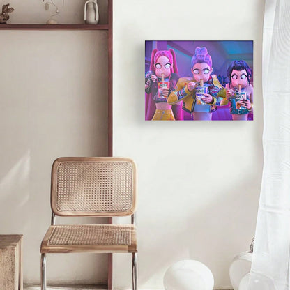 Framed K-Pop Demon Hunters Poster – Modern Minimalist Movie Wall Art for Living Room & Bedroom