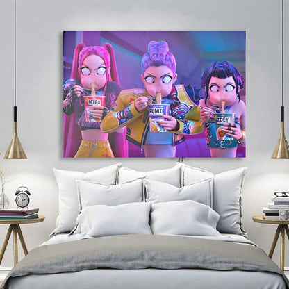 Framed K-Pop Demon Hunters Poster – Modern Minimalist Movie Wall Art for Living Room & Bedroom