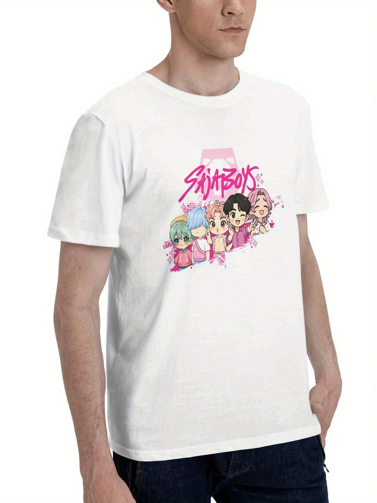 Unisex K-pop Graphic T-Shirt – “Demon Hunters” Chibi Band Design, Casual Crew Neck Tee, 180g