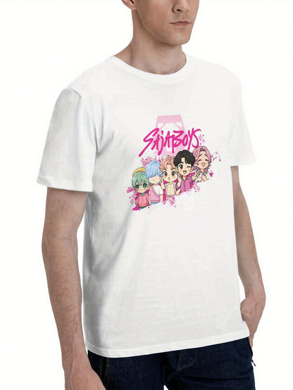 Unisex K-pop Graphic T-Shirt – “Demon Hunters” Chibi Band Design, Casual Crew Neck Tee, 180g