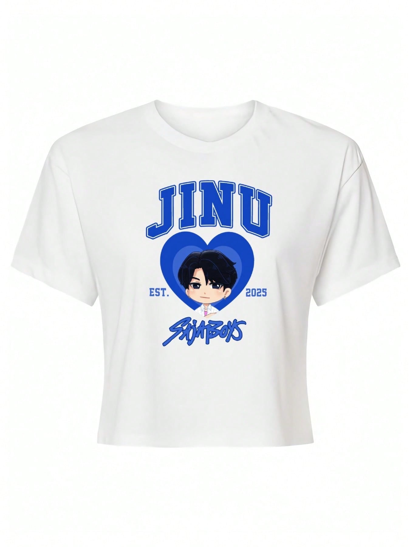 Jinu Sajaboys Women’s Cropped Short Sleeve Tee – Soft Cotton, Black & White, Regular Fit