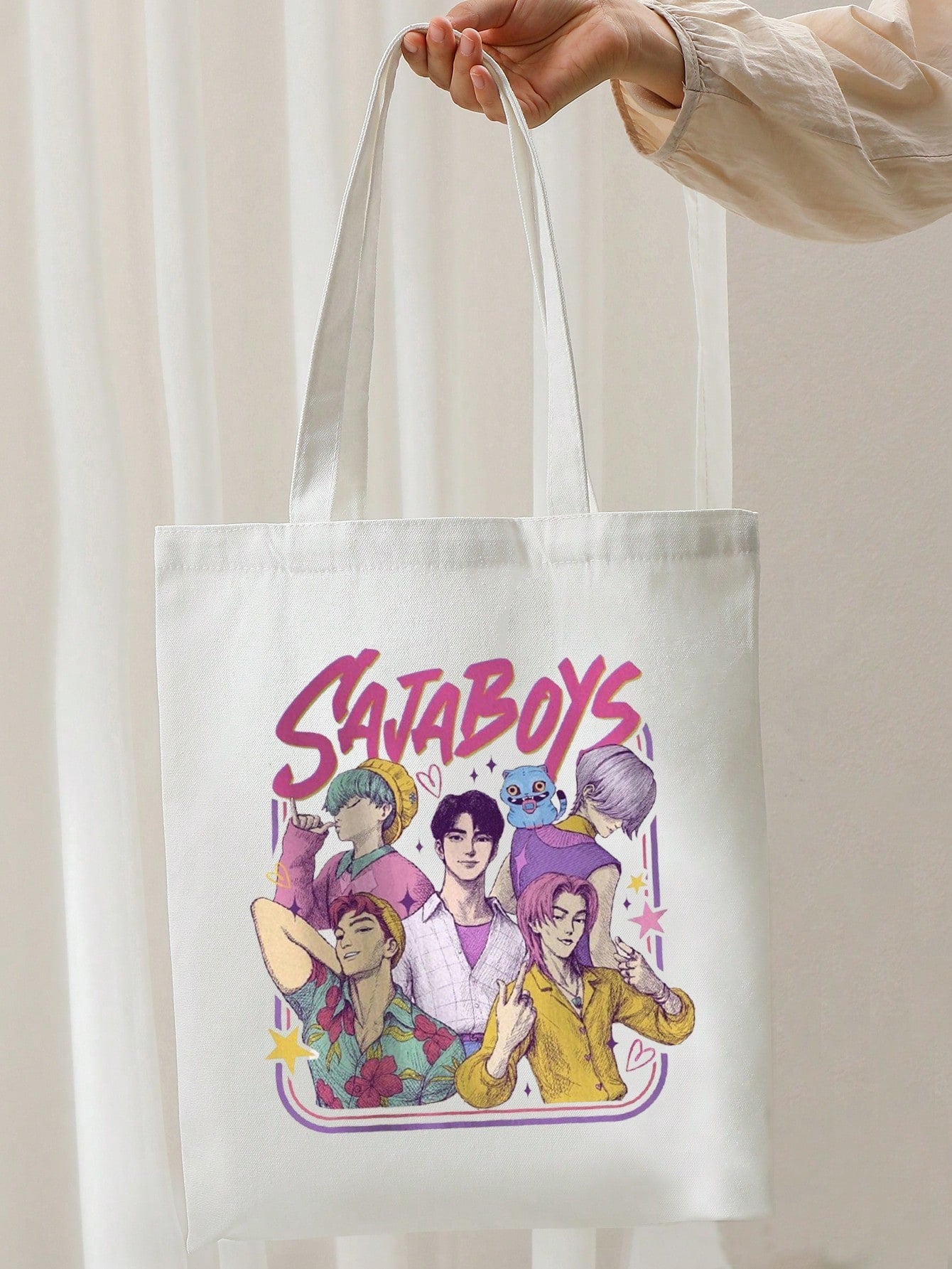 Saja K-pop Demon Inspired Tote Bag – Movie Pattern Shoulder Bag for Travel, Shopping & Daily Use