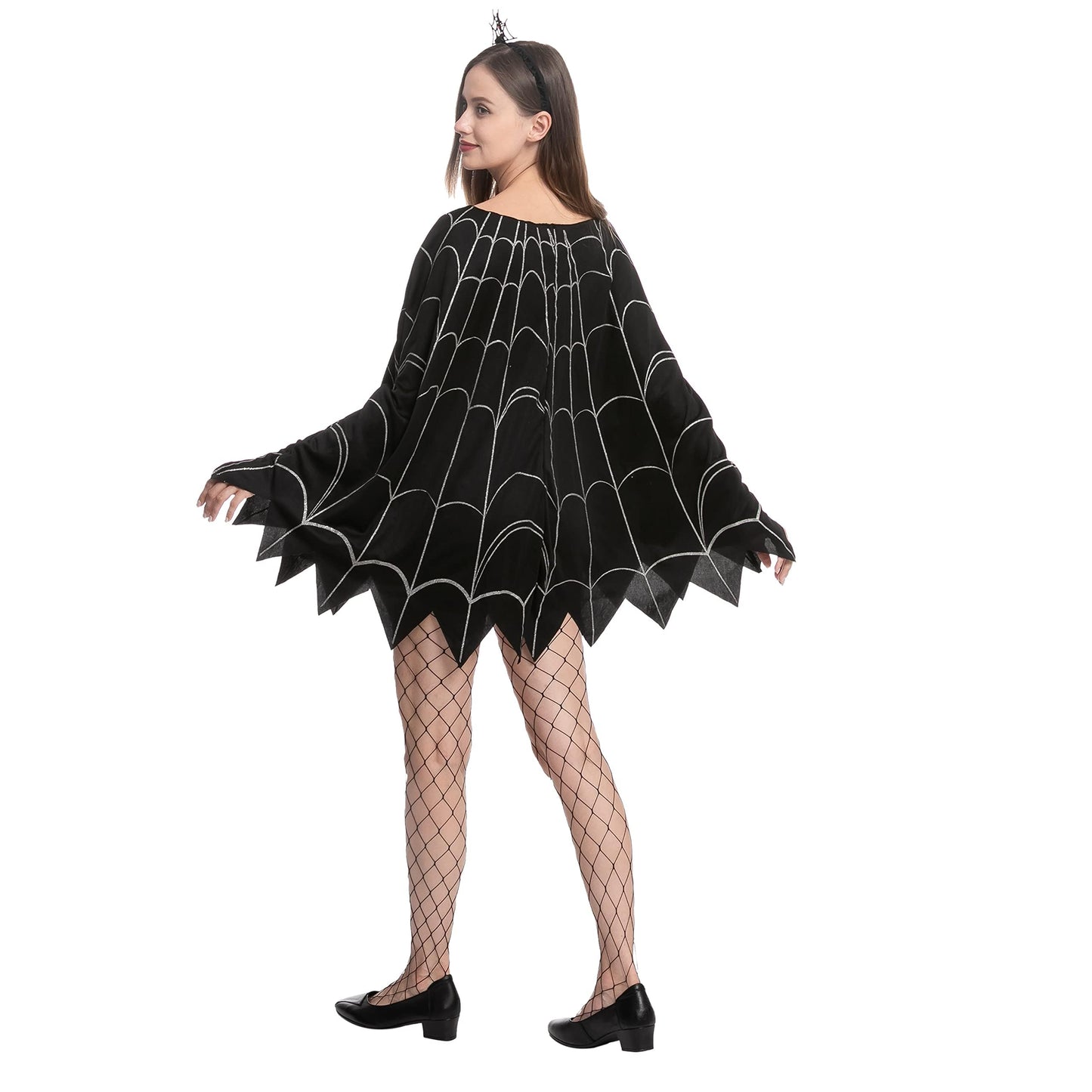 Spider Costume Adult Woman, Halloween Poncho Costume, Spider Web Dress Poncho Outfit