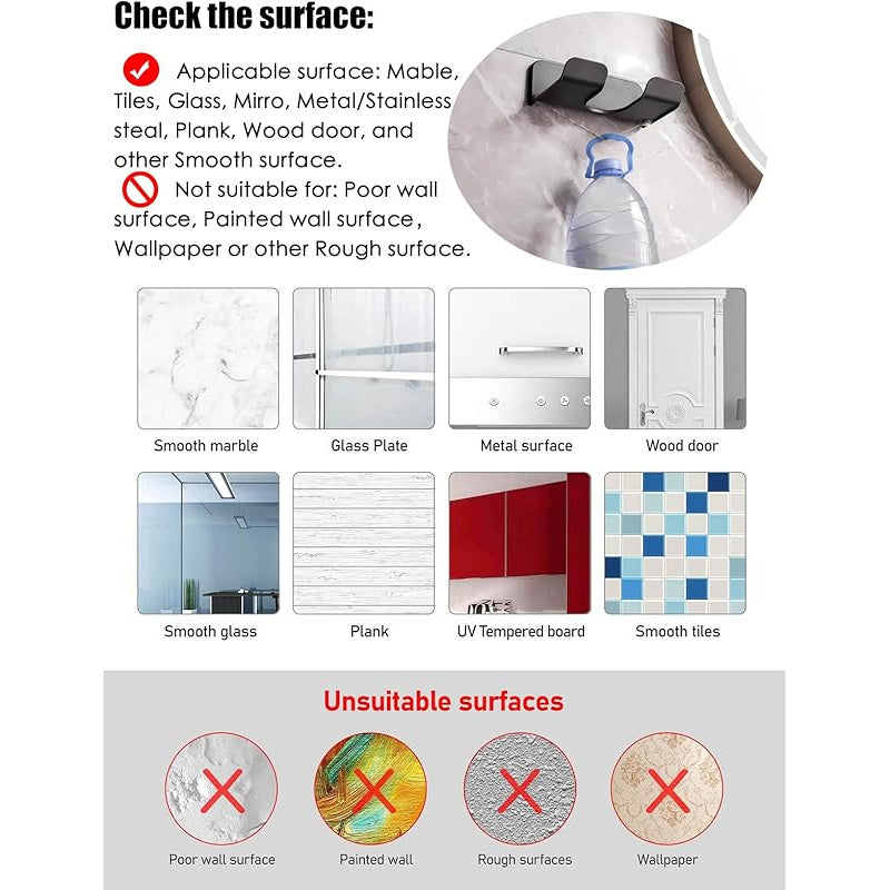 Universal Hair Dryer Holder – Wall Mount Blow Dryer Hanger with Organizer, Self-Adhesive Bathroom Cabinet Hook (1 Pack.2Pack))