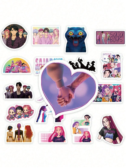 75pcs Witch Hunter Girls & Demon Boys Graffiti Stickers – Faith-Based Positive Message Decals for Laptop, Diary & Water Bottle