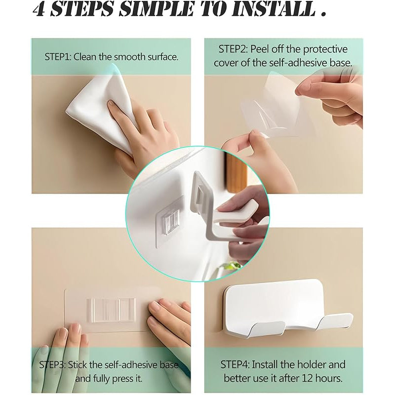 Universal Hair Dryer Holder – Wall Mount Blow Dryer Hanger with Organizer, Self-Adhesive Bathroom Cabinet Hook (1 Pack.2Pack))