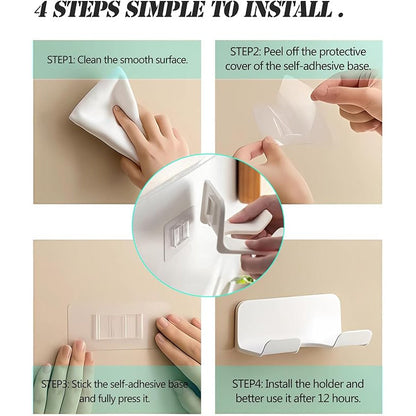 Universal Hair Dryer Holder – Wall Mount Blow Dryer Hanger with Organizer, Self-Adhesive Bathroom Cabinet Hook (1 Pack.2Pack))