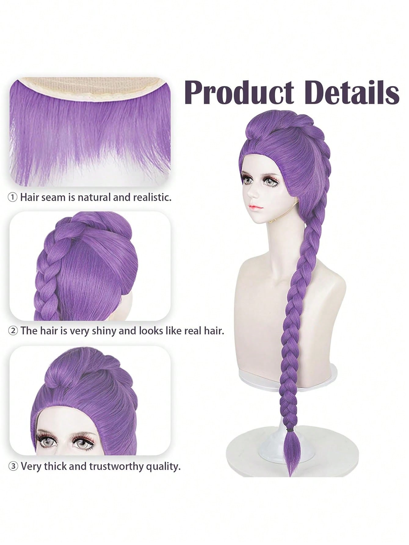 Rumi Demon Hunters Cosplay Wig – Long Purple Braided Wig for Women & Kids, Halloween Costume Accessory (사본)