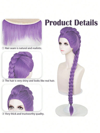 Rumi Demon Hunters Cosplay Wig – Long Purple Braided Wig for Women & Kids, Halloween Costume Accessory (사본)
