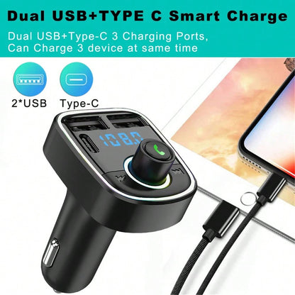 Olaf Car FM Transmitter Bluetooth 5.3 – Handsfree Car Kit, MP3 Player, Dual USB Fast Charger