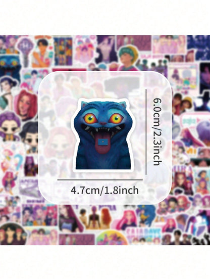 75pcs Witch Hunter Girls & Demon Boys Graffiti Stickers – Faith-Based Positive Message Decals for Laptop, Diary & Water Bottle