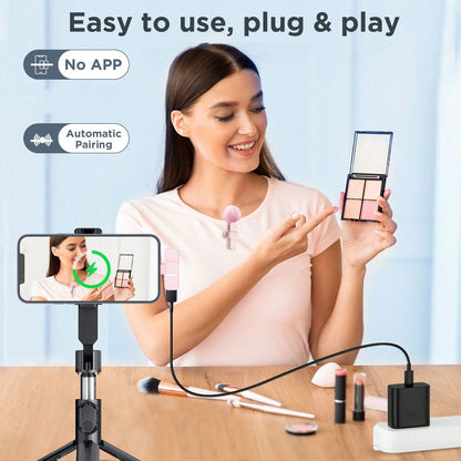 Professional Wireless Lavalier Microphone – Plug & Play Clip-On Lapel Mic for Smartphone, Vlog, Interview & Teaching