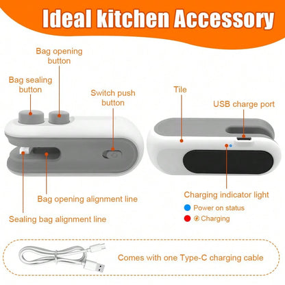 Bag Sealer with Magnetic – Rechargeable Handheld Heat Sealing Machine for Food Freshness & Packaging