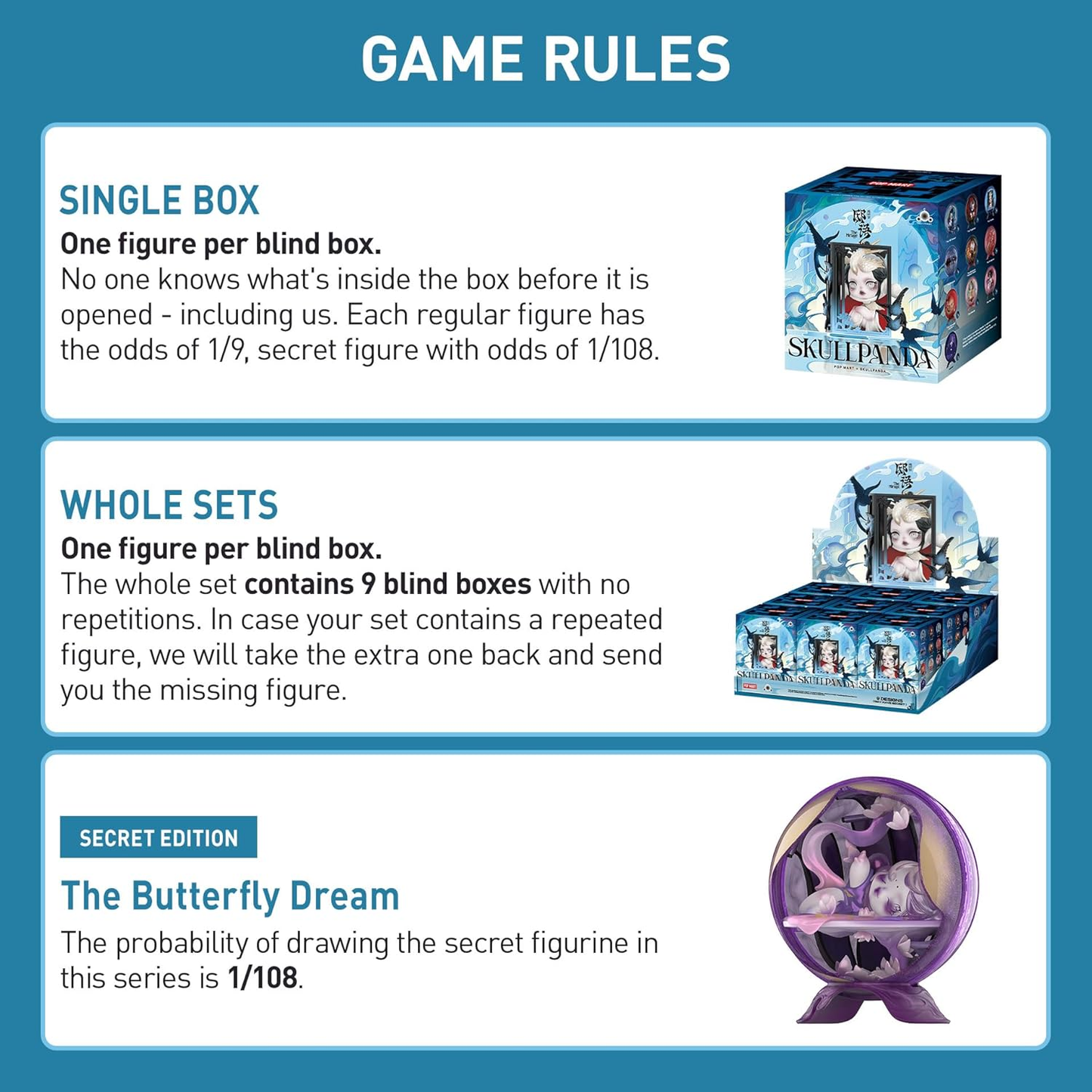 SKULLPANDA the Mirage Series Figures Blind Box Figures, Random Design Mystery Toys for Modern Home Decor, Collectible Toy Set for Desk Accessories, Whole Set