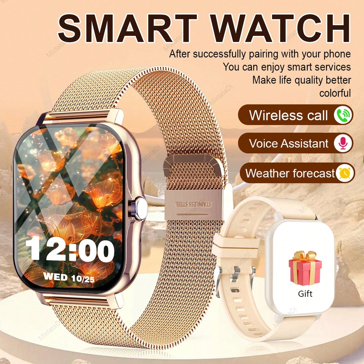 MixtataDi Smart Watch – Multifunctional Sports Smartwatch with Wireless Calls, Music & Notifications (Android/iOS)