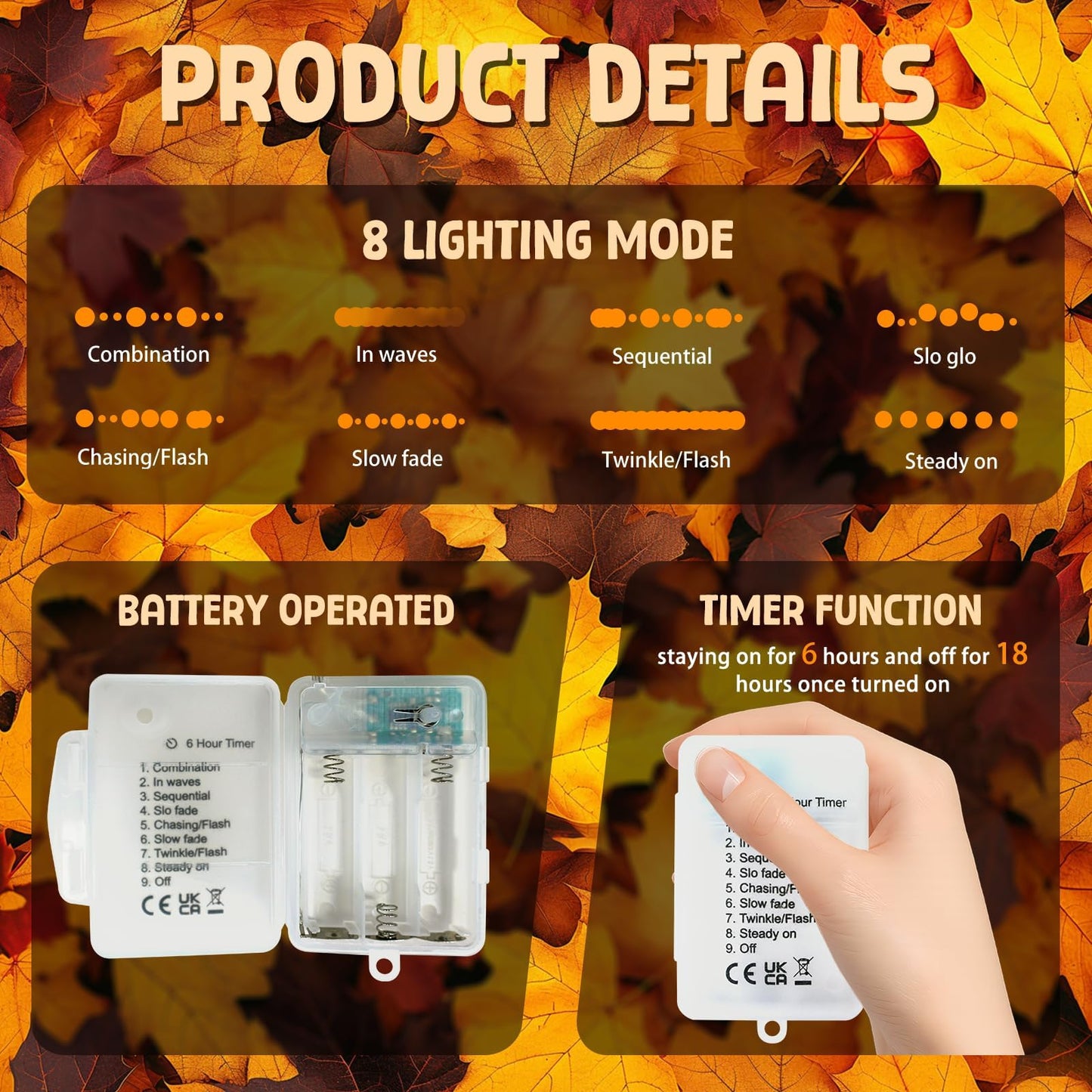 Halloween String Lights Decorations, 9.8FT 20 LED Halloween Fairy Lights, Battery Operated (Not Included) with Timer Function and 8 Flashing Modes, Cute Booday Lights 2025 Home Indoor Decor