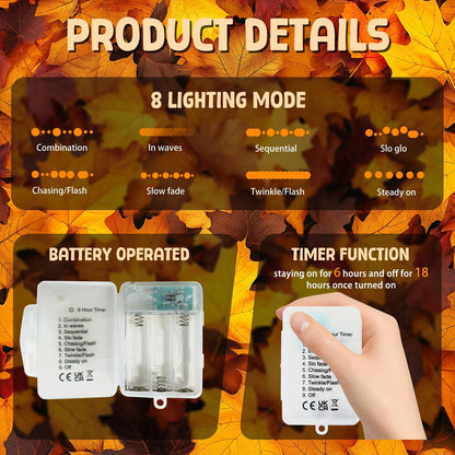 Halloween String Lights Decorations, 9.8FT 20 LED Halloween Fairy Lights, Battery Operated (Not Included) with Timer Function and 8 Flashing Modes, Cute Booday Lights 2025 Home Indoor Decor
