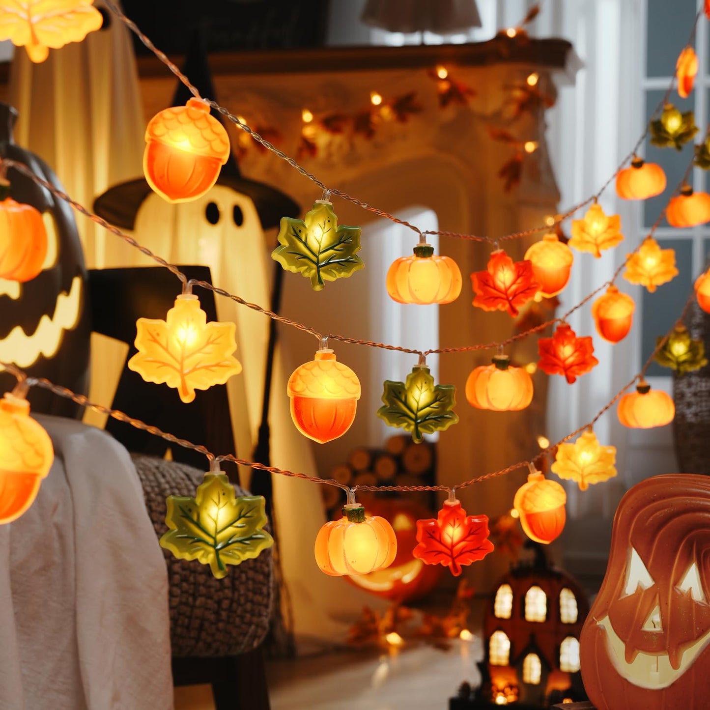 Halloween String Lights Decorations, 9.8FT 20 LED Halloween Fairy Lights, Battery Operated (Not Included) with Timer Function and 8 Flashing Modes, Cute Booday Lights 2025 Home Indoor Decor