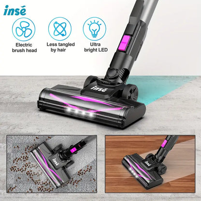 INSE N5 6-in-1 Cordless Handheld Vacuum Cleaner – 32 kPa, 45-Min Runtime, Detachable Battery, 40.6 oz Dust Cup, LED Brush (Hardwood, Carpet, Pet Hair)