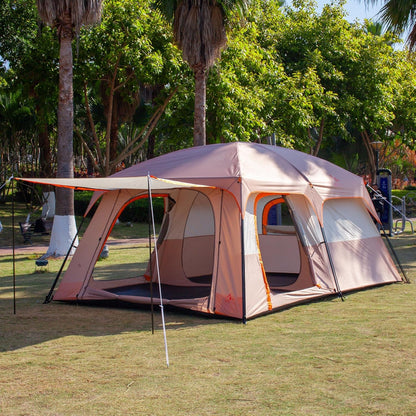 Extra Large Tent 10-12-14 Person(A),Family Cabin Tents,2 Rooms,3 Doors and 3 Windows with Mesh,Straight Wall,Waterproof,Double Layer,Big Tent for Outdoor,Picnic,Camping,Family Gathering