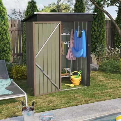5 Ft. W X 3 Ft. D Outdoor Storage Metal Shed Lockable Metal Garden Shed for Backyard Outdoor (14.5 Sq. Ft.)