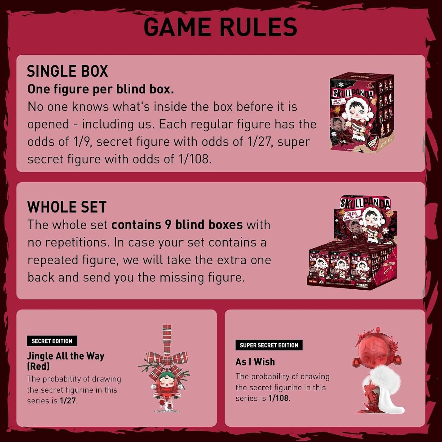 SKULLPANDA Wishing Time Series Blind Box Figures, Random Design Action Figures, Collectible Toys, Home Decorations, Holiday Birthday Gifts, Single Box