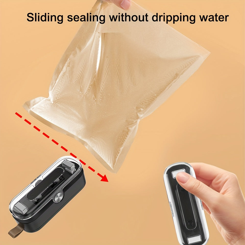 Compact 2-in-1 Mini Bag Sealer & Cutter | Portable Heat Vacuum Sealer for Plastic Bags | Ideal for Food Storage, Snacks, Cookies – Black
