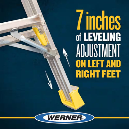 22 Ft. Reach Aluminum 5-In-1 Multi-Position Pro Ladder with Built-In Leveling 375 Lbs. Load Capacity Type IAA Duty