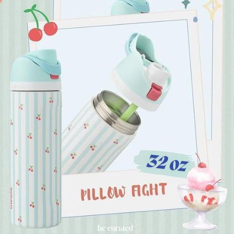 Owala Freesip 32Oz – Urban Outfitters Edition, Flower Crown, Tea Time Pink Hydration Bottle, Pillow Fight Cherry, Candy Coated