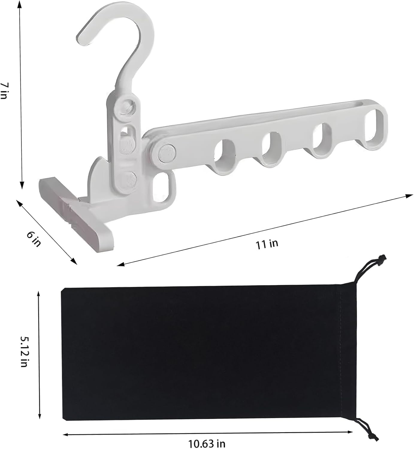 1Pc Portable Folding Clothes Drying Rack and 5 Pcs Foldable Hangers Which Is a Great Combo for Travel, Hotels, Camping, with a Large Storage Bag
