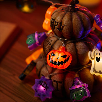 Halloween String Lights Decorations, 9.8FT 20 LED Halloween Fairy Lights, Battery Operated (Not Included) with Timer Function and 8 Flashing Modes, Cute Booday Lights 2025 Home Indoor Decor
