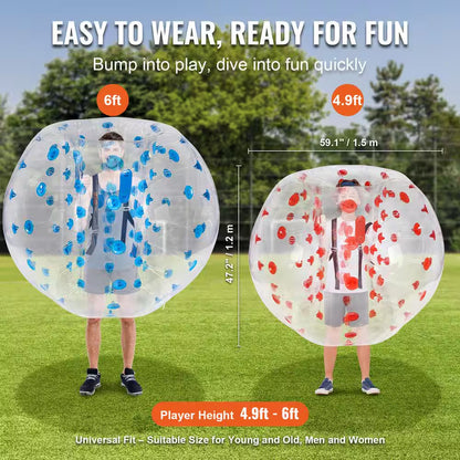 Inflatable Bumper Balls 2-Pack 5 Ft. /1.5M Body Sumo Zorb Balls Teen and Adult 0.8 Mm Thick PVC