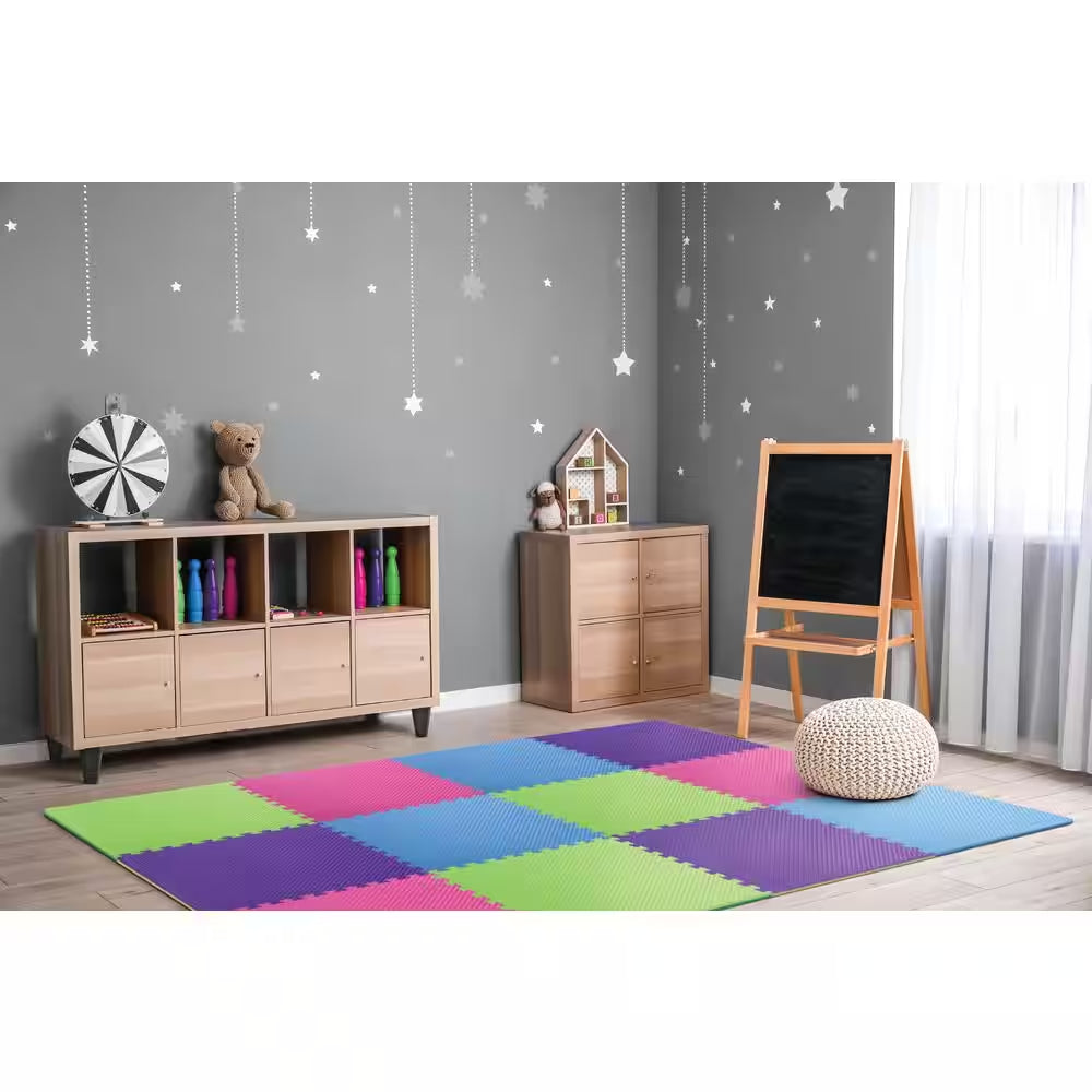 Primary Pastel 24 In. W X 24 In. L X 0.5 In. Thick Foam Exercise\Gym Flooring Tiles (4 Tiles\Case) (16 S. Ft.)
