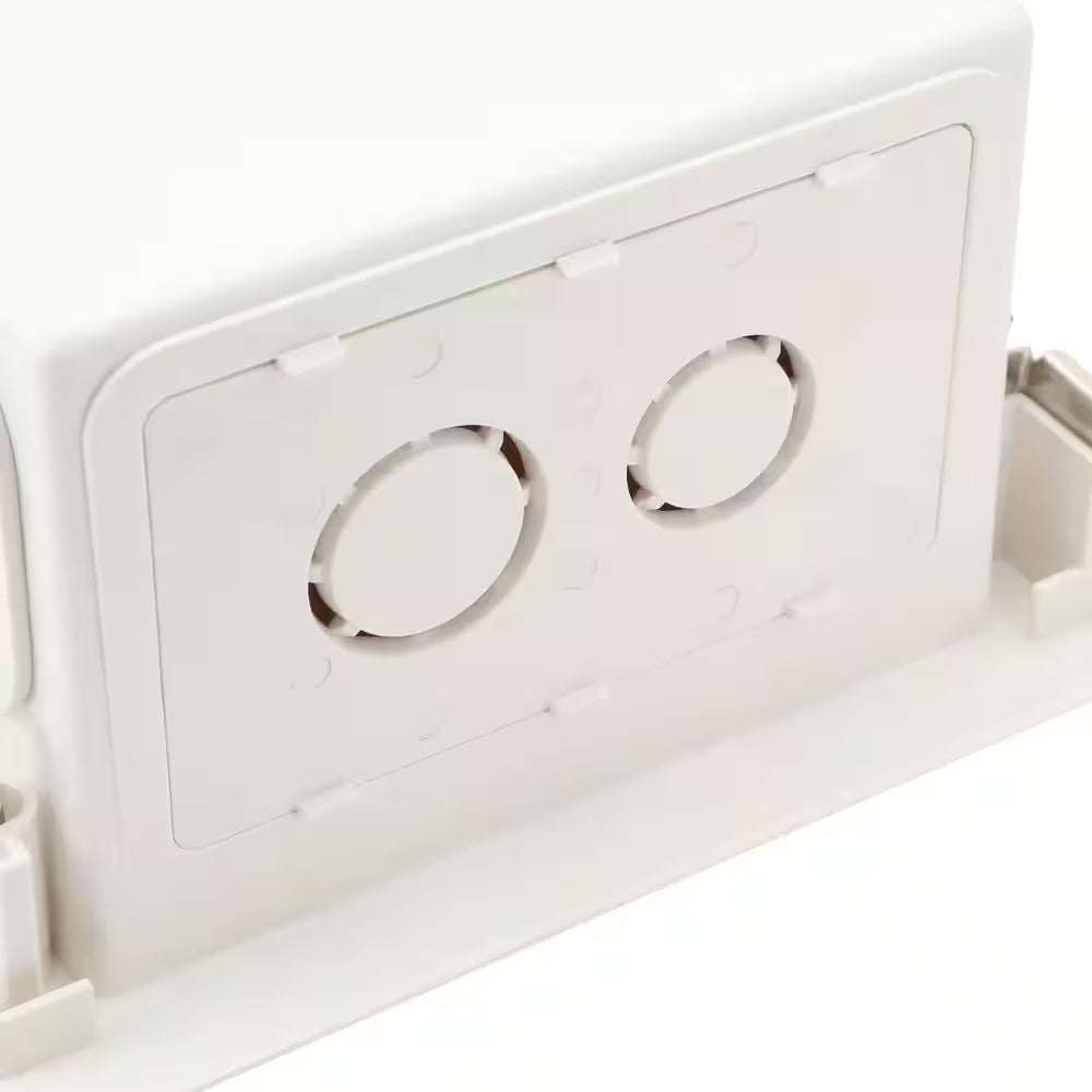 White 1-Gang Cable Pass-Through Plastic Wall Plate TV Multimedia Recessed Box