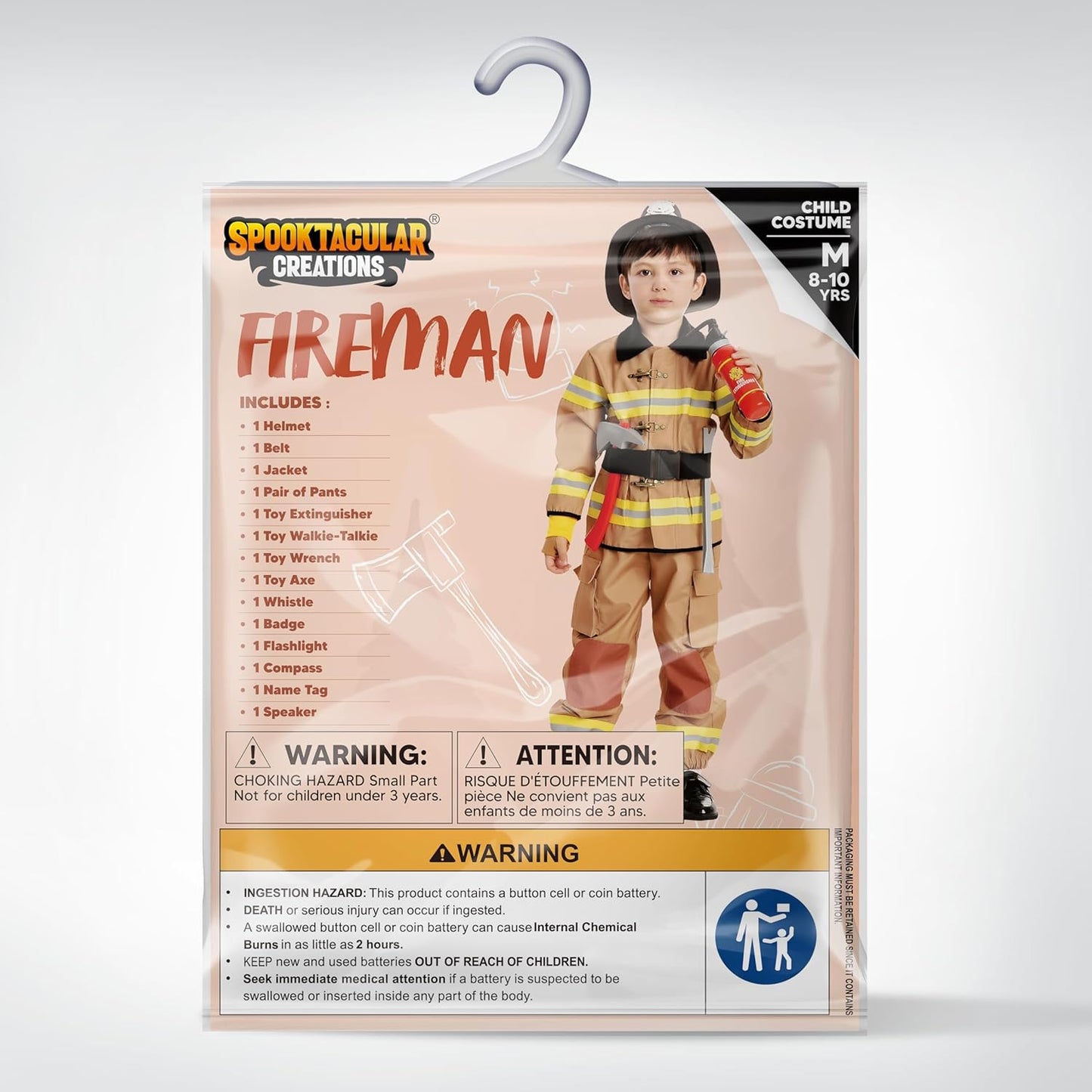 Halloween 14PCS Firefighter Costume for Kids, Boys Fireman Costume with Toys Set for Toddler Roleplay