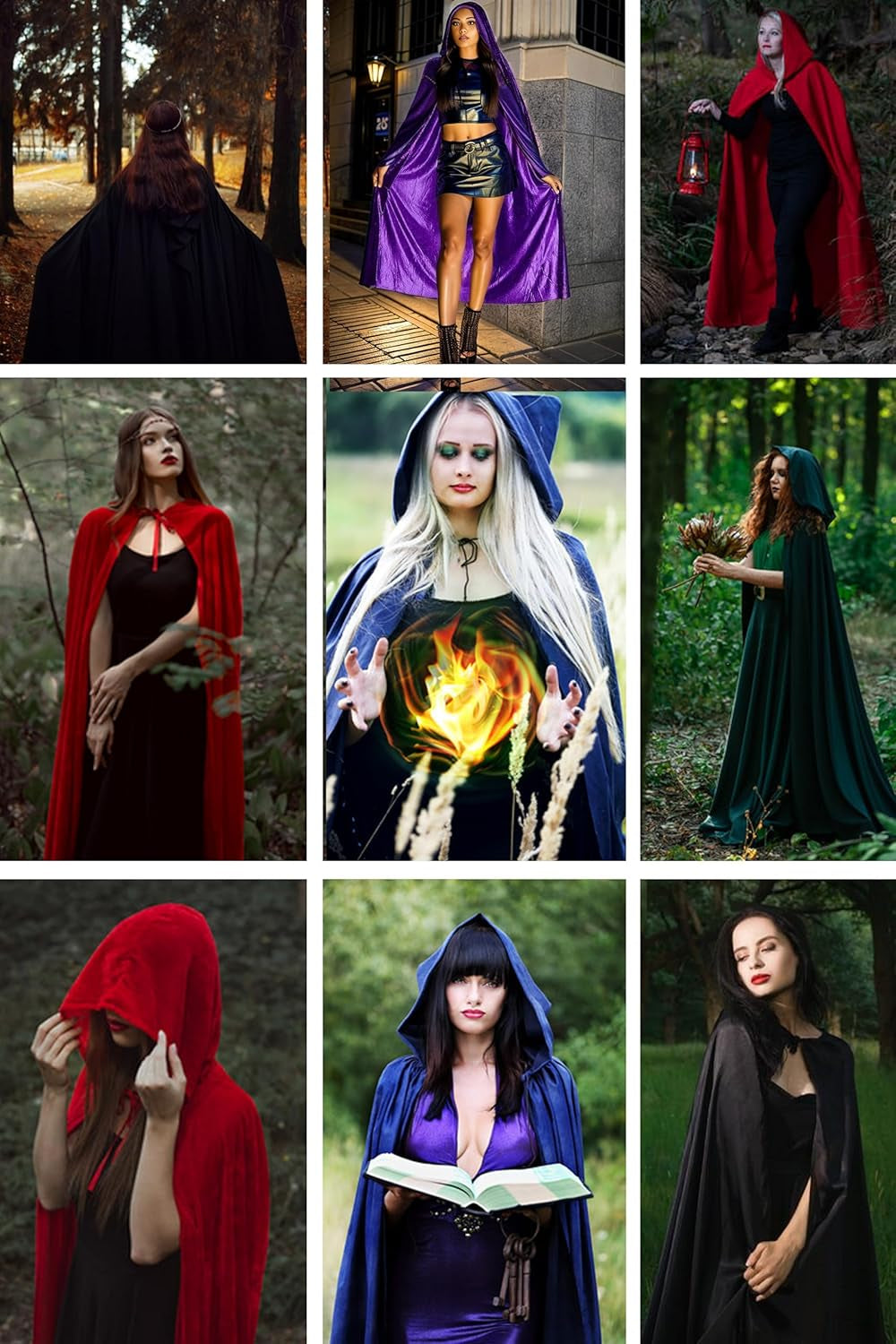 Raven Cape for Women,Cloak with Hood Women,Red Riding Hood Cape,Purple Cape with Hood Raven Cosplay Cape,Purple Hooded Cape