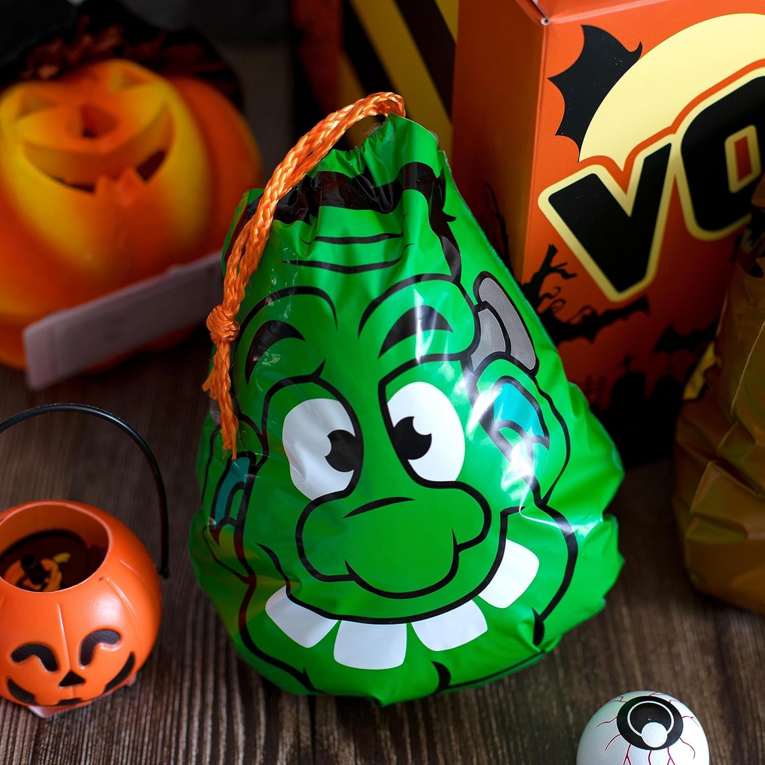 72PCS Halloween Drawstring Goody Bags, Halloween Treats Bags, Trick or Treat Bag, Goodie Candy Gift Bag Bulk for Kids Trick or Treating, Party Favors Supplies, 12 Designs Classroom Gifts Prizes