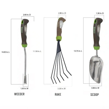 6-Piece Garden Tool Set - Hand Trowel, Hand Weeder, Hand Rake, Hand Transplanter, Hand Scoop and Hand Cultivator