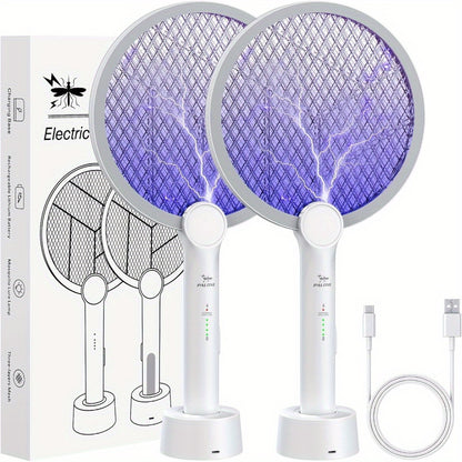 Bug Zapper Racket, 2 in 1 Fly Swatter USB Rechargeable, 4000V Electric Fly Zapper with 3 Layer Safety Mesh，Electric Racket for Kitchen,