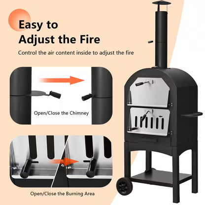 Oven Wood Fire Pizza Maker Grill Outdoor Pizza Oven with Pizza Stone and Waterproof Cover
