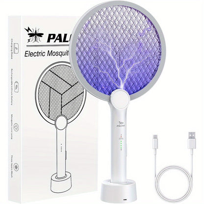 Bug Zapper Racket, 2 in 1 Fly Swatter USB Rechargeable, 4000V Electric Fly Zapper with 3 Layer Safety Mesh，Electric Racket for Kitchen, Home, Garden and Outdoors