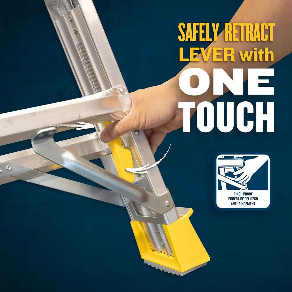 22 Ft. Reach Aluminum 5-In-1 Multi-Position Pro Ladder with Built-In Leveling 375 Lbs. Load Capacity Type IAA Duty
